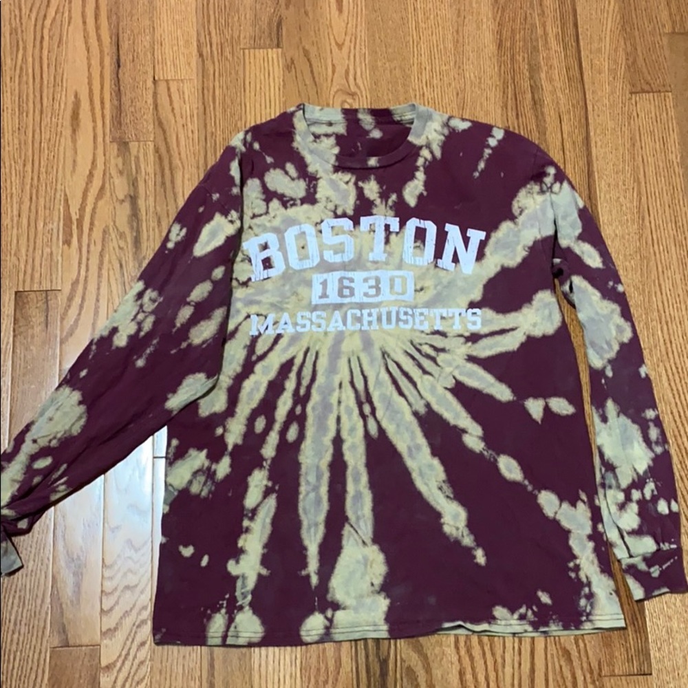 Bleach tie dye Boston long sleeve tee